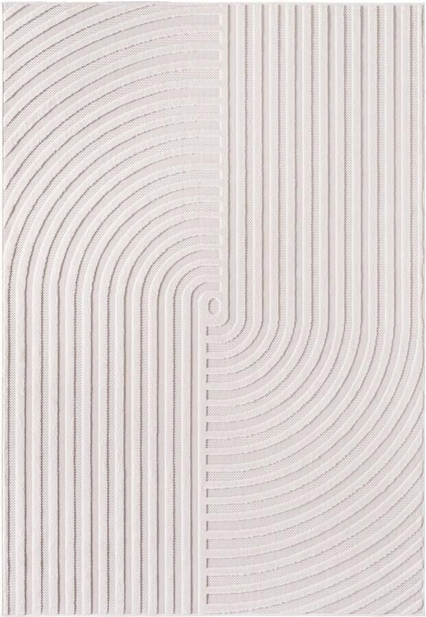 Muratap Doha Buitenkleed Japandi Modern In & Outdoor Vloerkleed voor Tuin Terras Balkon- Creme- 160x230 CM