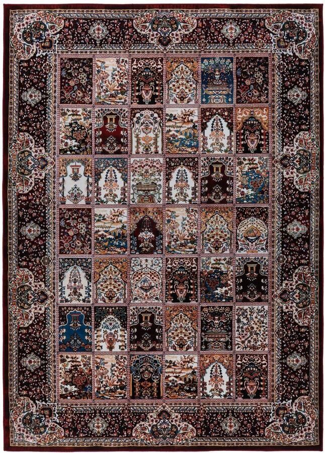 Muratap Dunya Klassiek 1001 Oosters Vloerkleed Laagpolig Wasbaar Anti-Slip 100% Polyester Rood- 120x170 CM