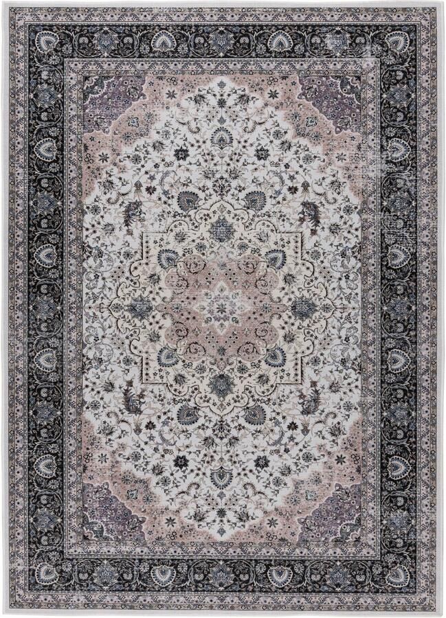 Muratap Dunya Klassiek Nain Oosters Vloerkleed Laagpolig Wasbaar Anti-Slip 100% Polyester Creme- 200x290 CM