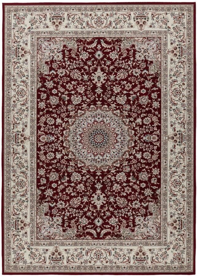 Muratap Dunya Klassiek Oosters Vloerkleed Laagpolig Wasbaar Anti-Slip 100% Polyester Rood- 80x150 CM