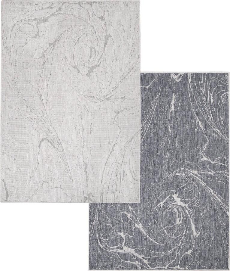 Muratap Tapijtenloods Duo Buitenkleed Dubbelzijdig Creme Grijs 120x170 CM Vloerkleed voor Binnen en Buiten Laagpolig - Foto 2