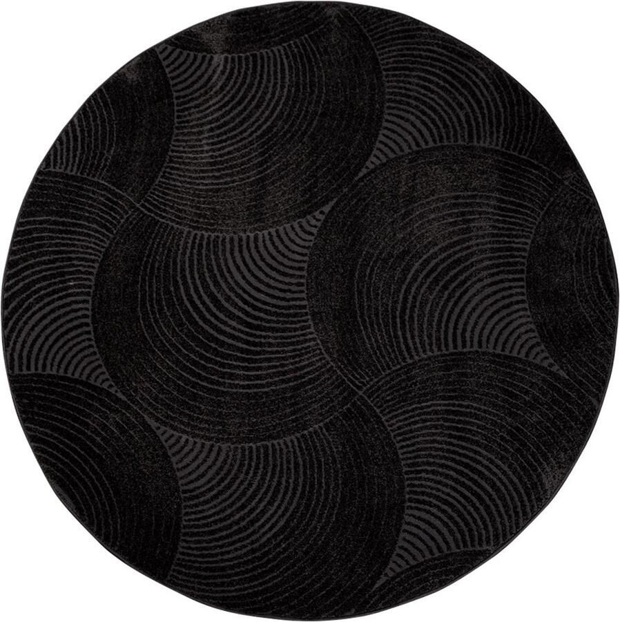 Muratap Everest Vloerkleed Modern 3D Boho Laagpolig Rond Tapijt Woonkamer Antraciet- 200 CM ROND - Foto 2