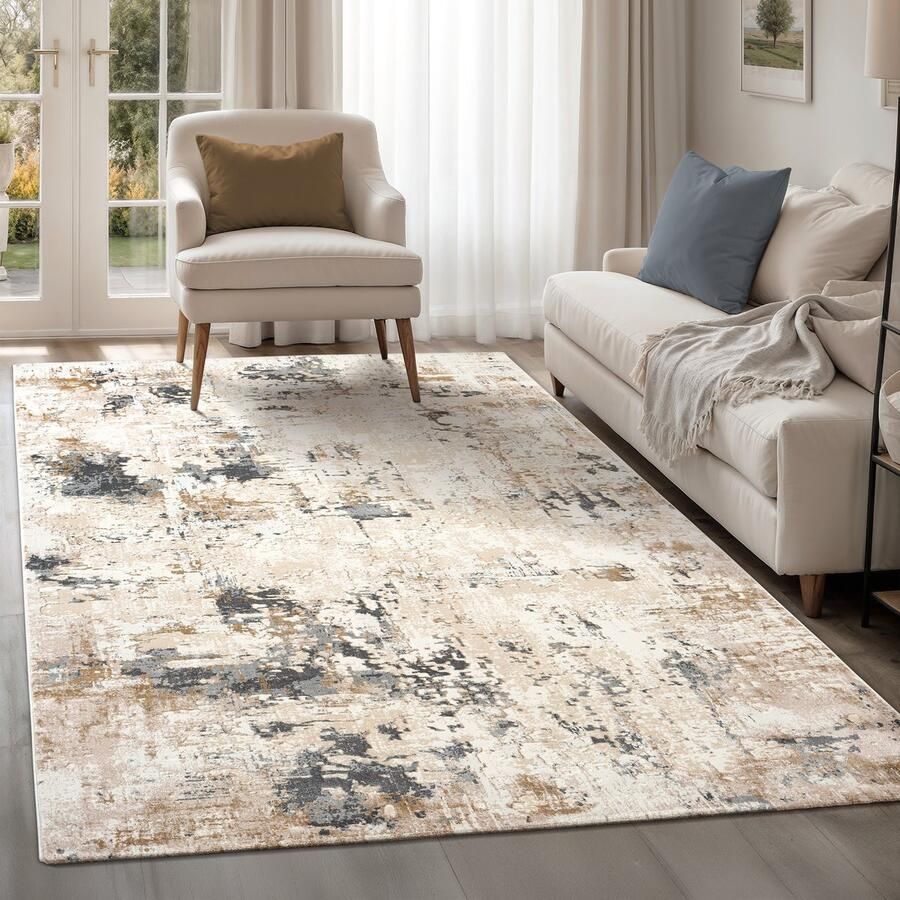 Muratap Fashion Marmer Vloerkleed Laagpolig Modern Design Marmerlook Beige Grijs- 80x150 CM