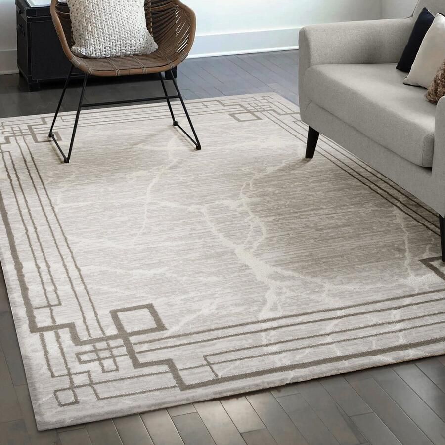 Muratap Fashion Relax Marmer Laagpolig Vloerkleed Modern Luxe Beige- 120x160 CM