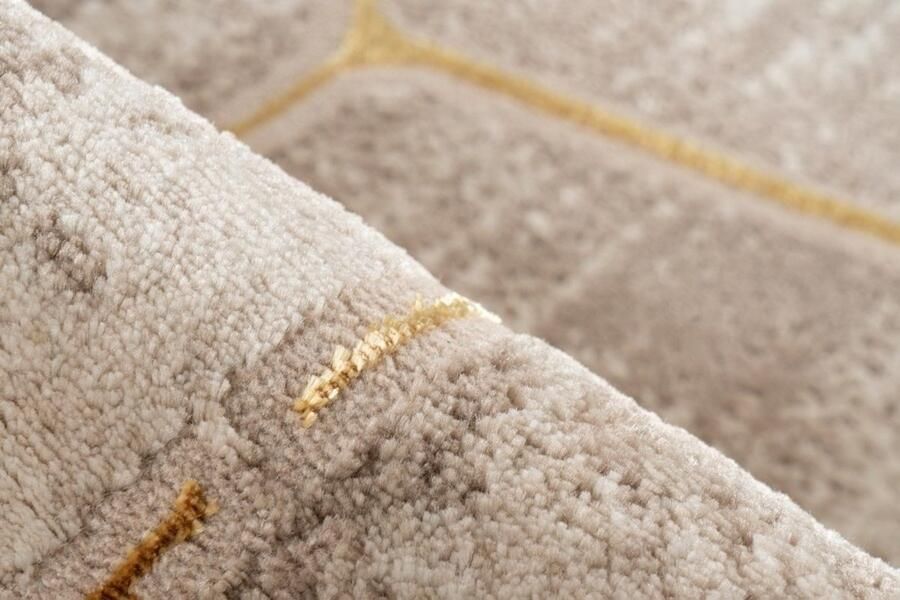 Muratap Tapijtenloods Fashion Club Laagpolig Vloerkleed Design Tapijt Beige Goud- 80x300 CM