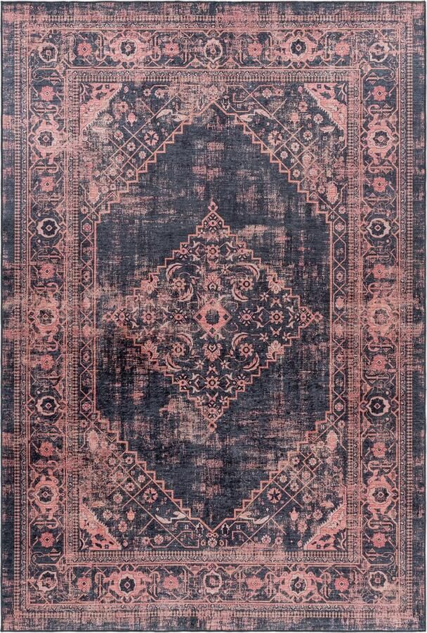 Muratap Fiesta Wasbaar Vloerkleed Laagpolig Oosters Design Rood Woonkamer Tapijt Canvas Rug- 80x250 CM