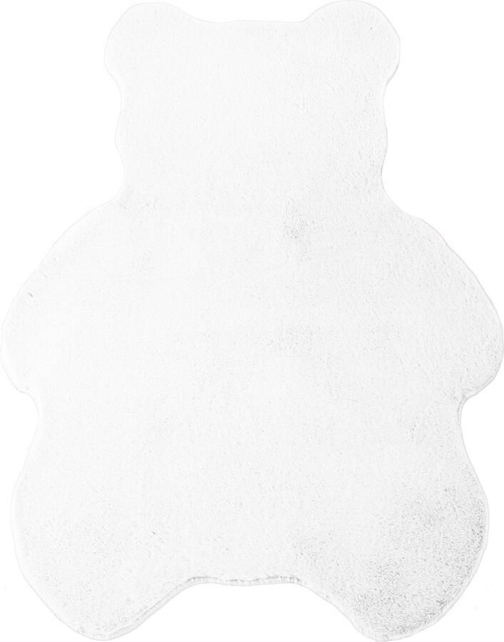 Muratap Fluffy Kids Kinder Vloerkleed Beer Hoogpolig Wit Kinderkamer Tapijt- 80x100 CM