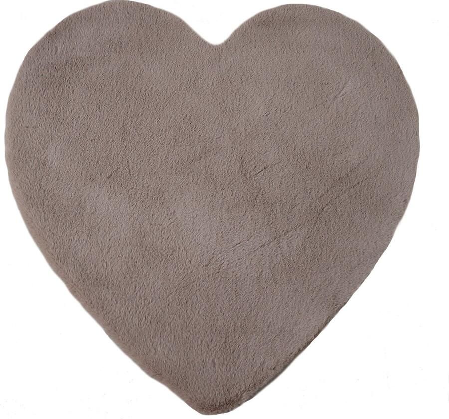 Muratap Fluffy Kids Kinder Vloerkleed Hartje Hoogpolig Beige Kinderkamer Tapijt- 90x90 CM