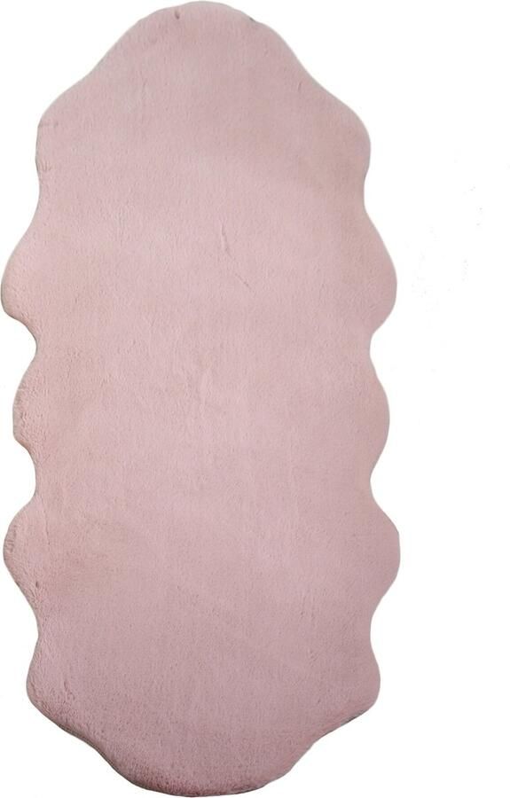 Muratap Fluffy Kids Kinder Vloerkleed Schapenvacht Hoogpolig Roze Kinderkamer Tapijt- 60x180 CM