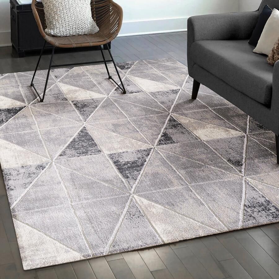 Muratap Harmony Mystic Modern Abstract Vloerkleed Laagpolig Lichtgrijs- 80x300 CM