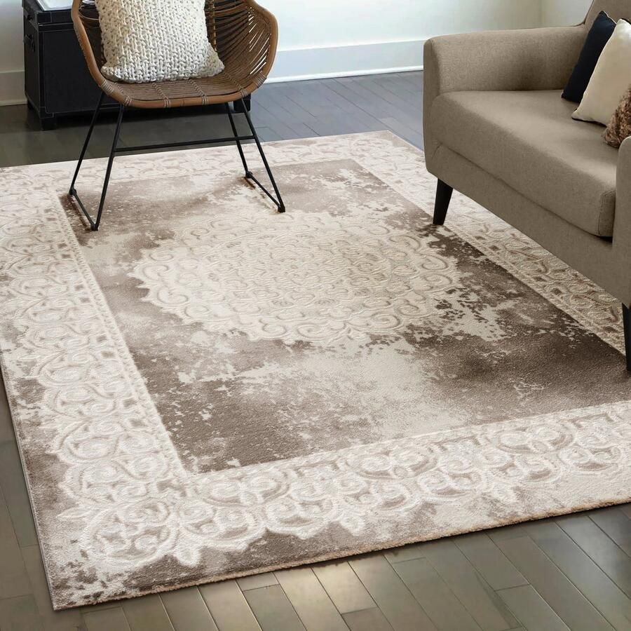 Muratap Harmony Vloerkleed Rechthoekig Klassieke Orient Look Beige Woonkamer & Slaapkamer 160x220CM