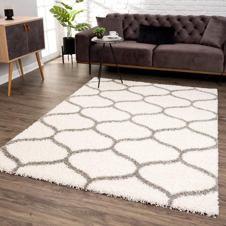 Muratap Hoogpolig Creme Vloerkleed – Madrid Shaggy Tapijt – Fluffy & Luxe- 160x230 CM