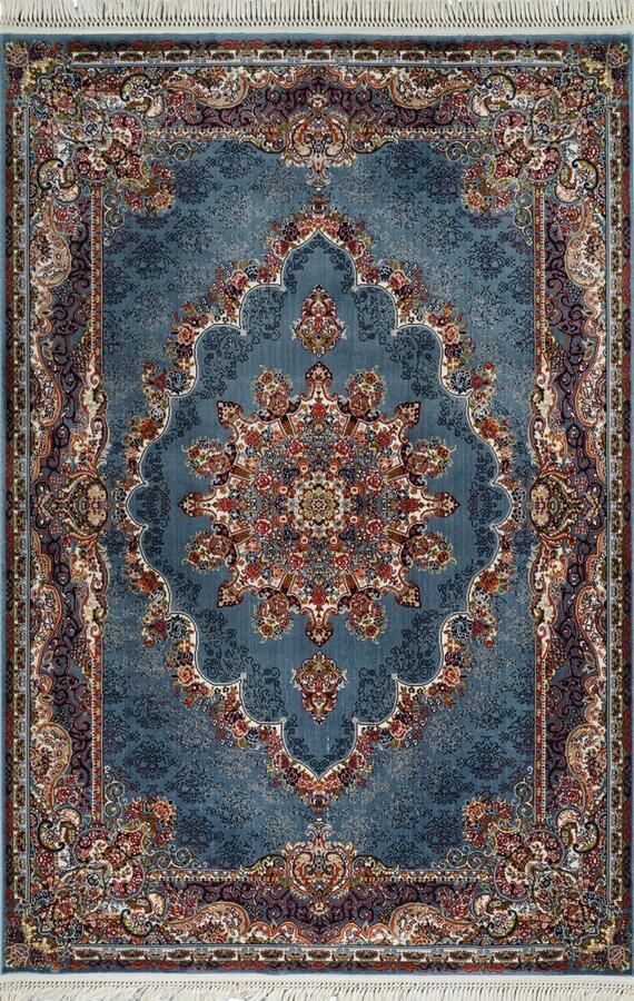 Muratap Isfahan Oosters Vloerkleed Nain Laagpolig Klassiek Vintage Tapijt Blauw Multi- 400x500 CM