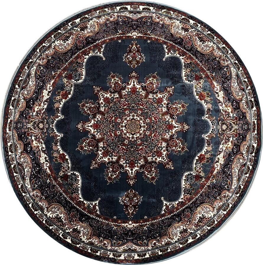 Muratap Isfahan Oosters Vloerkleed Nain Laagpolig Klassiek Vintage Tapijt Rond Blauw Multi- 200 CM ROND