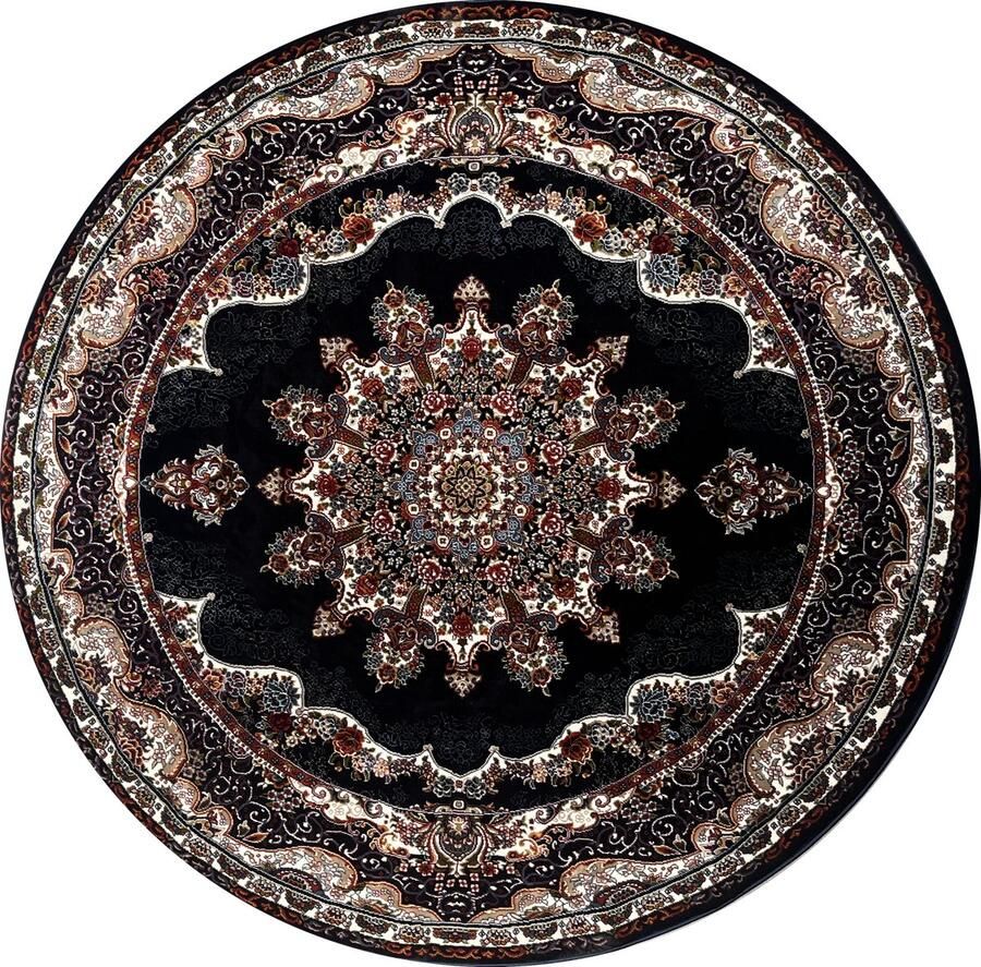 Muratap Isfahan Oosters Vloerkleed Nain Laagpolig Klassiek Vintage Tapijt Rond Blauw Navy Multi- 250 CM ROND