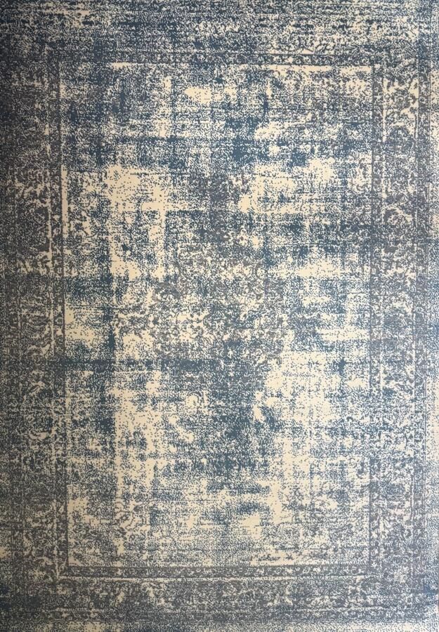Muratap Istanbul Vintage Laagpolig Vloerkleed Retro Tapijt Creme Blauw- 200x290 CM
