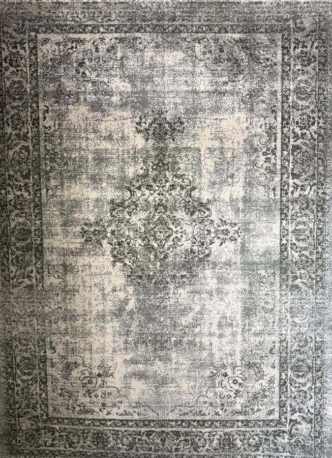 Muratap Istanbul Vintage Laagpolig Vloerkleed Retro Tapijt Creme Groen- 280x380CM