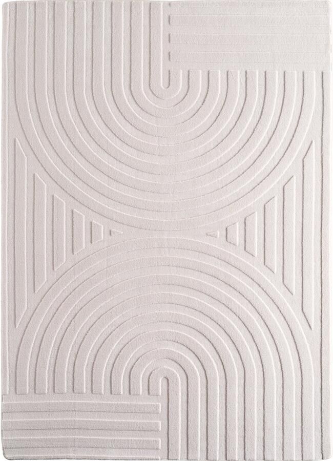 Muratap Japandi Vloerkleed Art Hoogpolig Scandinavisch Design 3D-Effect Creme- 240x340 CM