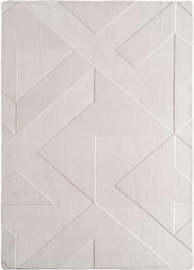 Muratap Japandi Vloerkleed Hoogpolig Scandinavisch Abstract Design 3D-Effect Creme- 120x170 CM