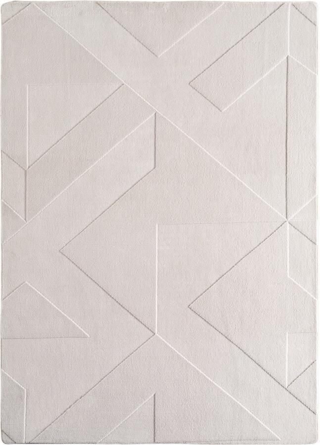 Muratap Japandi Vloerkleed Hoogpolig Scandinavisch Abstract Design 3D-Effect Creme- 140x200 CM
