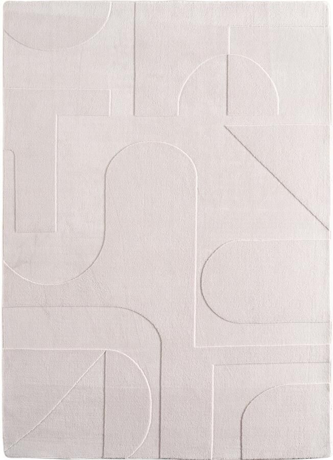 Muratap Japandi Vloerkleed Hoogpolig Scandinavisch Design 3D-Effect Creme- 140x200 CM