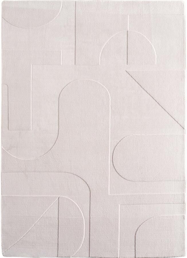 Muratap Japandi Vloerkleed Hoogpolig Scandinavisch Design 3D-Effect Creme- 80x250 CM