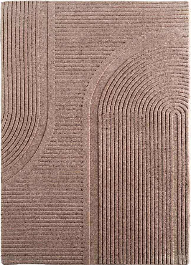 Muratap Japandi Vloerkleed Pompei Hoogpolig Scandinavisch Design 3D-Effect Beige- 80x150 CM