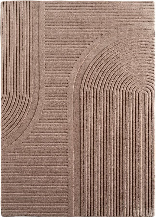 Muratap Japandi Vloerkleed Pompei Hoogpolig Scandinavisch Design 3D-Effect Beige- 80x250 CM