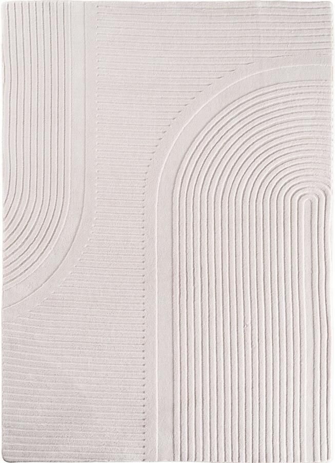 Muratap Japandi Vloerkleed Pompei Hoogpolig Scandinavisch Design 3D-Effect Creme- 140x200 CM