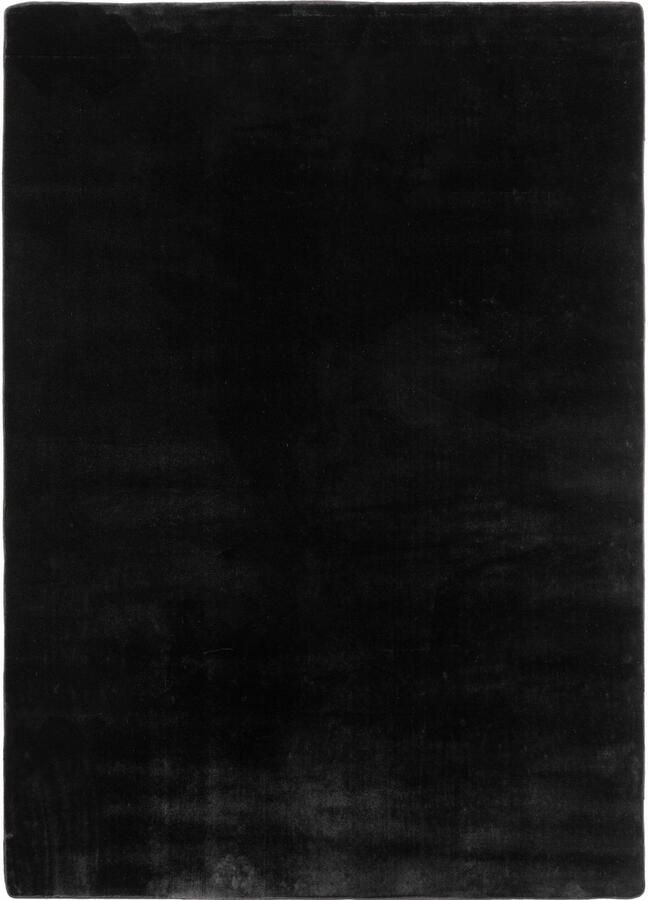 Muratap JOY Effen Soft Rond Vloerkleed – 100% Polyester – Anti-Slip Zwart- 160 CM ROND