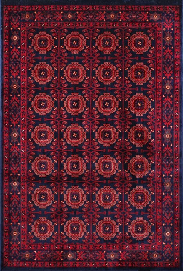 Muratap Keshan Oosters Vloerkleed Laagpolig Klassiek Vintage Tapijt Blauw Navy- 250x350 CM