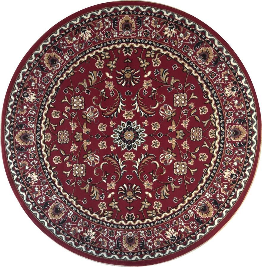 Muratap Klassiek Rood Oosters Rond Vloerkleed – Nain Collectie Traditioneel Vintage Tapijt- 160 CM ROND