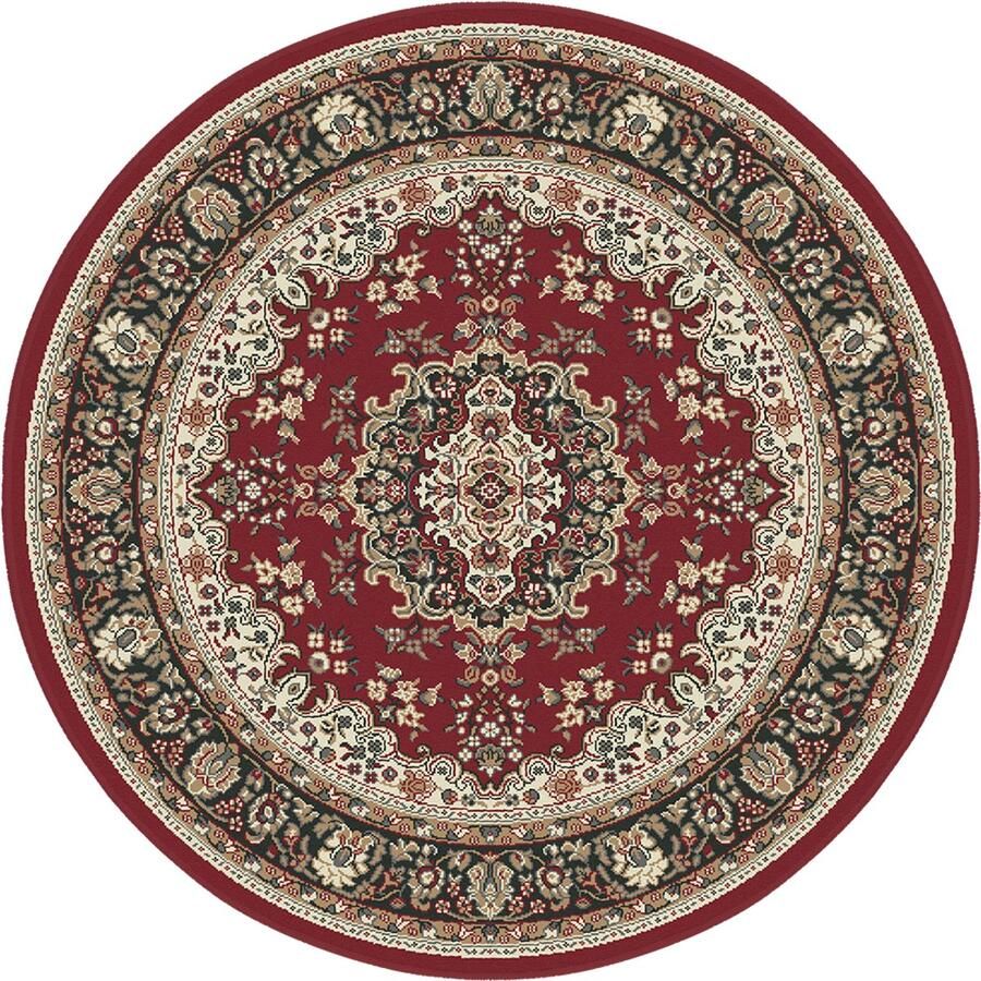 Muratap Klassiek Rood Oosters Rond Vloerkleed – Nain Medaillon Collectie Traditioneel Vintage Tapijt- 200 CM ROND