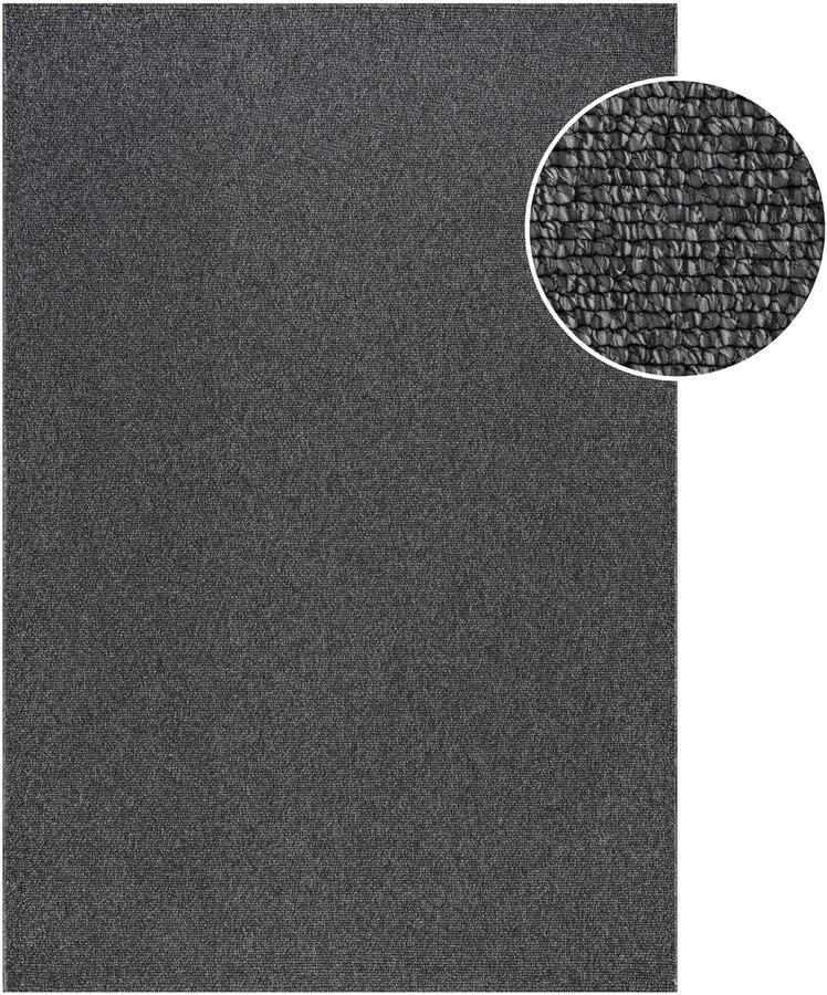 Muratap Lora Plus Laagpolig Effen Vloerkleed Geweven Design Antraciet- 140x200 CM