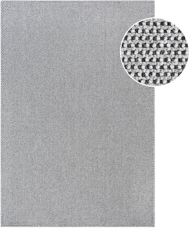 Muratap Lora Plus Laagpolig Effen Vloerkleed Geweven Design Zwart Wit- 160x230 CM