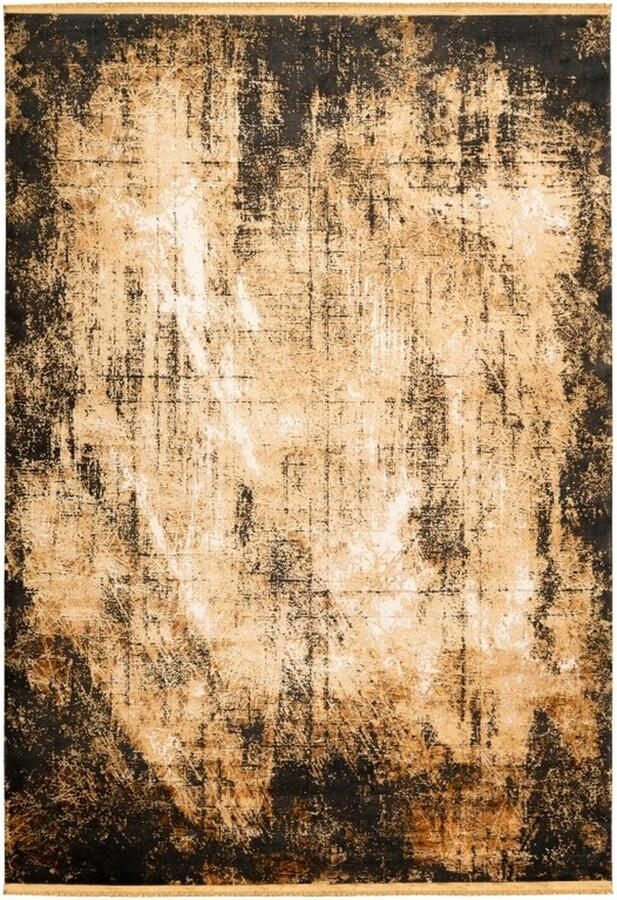 Muratap Luxury Picasso Art Elysee Vloerkleed Laagpolig Luxe Tapijt Soft Fluweel Goud- 160x230 CM