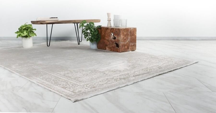 Muratap Luxury Picasso Elysee Vloerkleed Laagpolig Luxe Tapijt Soft Fluweel Creme- 120x170 CM - Foto 2