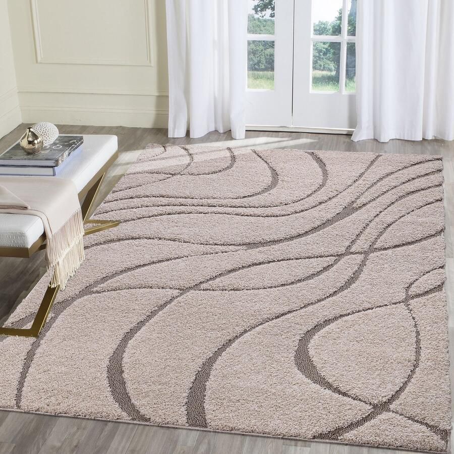 Muratap Luxus Shaggy Plus Hoogpolig Vloerkleed Skandi Design Uni Effen Creme Rechthoekig Zacht en Luxe Tapijt- 160x220 CM