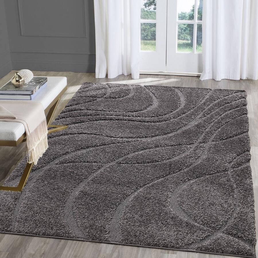 Muratap Luxus Shaggy Plus Hoogpolig Vloerkleed Skandi Design Uni Effen Grijs Rechthoekig Zacht en Luxe Tapijt- 160x220 CM