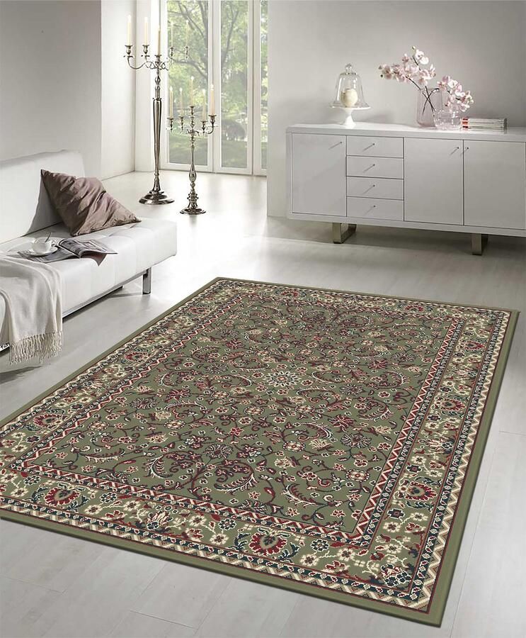 Muratap Nain Klassiek Laagpolig Oosters Vloerkleed Vintage Tapijt Groen- 80x150 CM