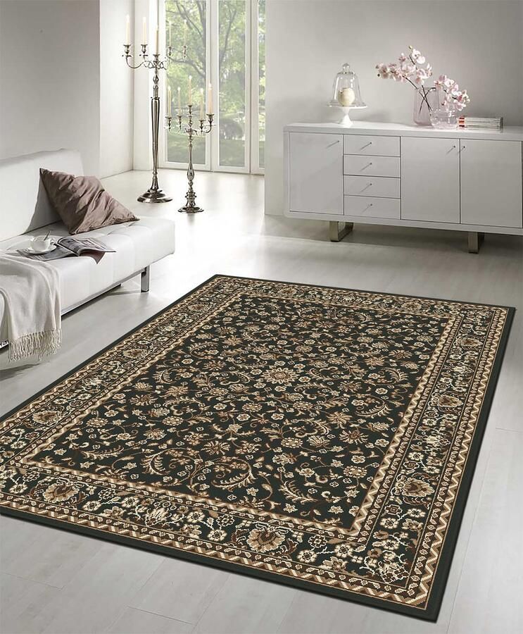 Muratap Nain Klassiek Laagpolig Oosters Vloerkleed Vintage Tapijt Zwart- 140x200 CM