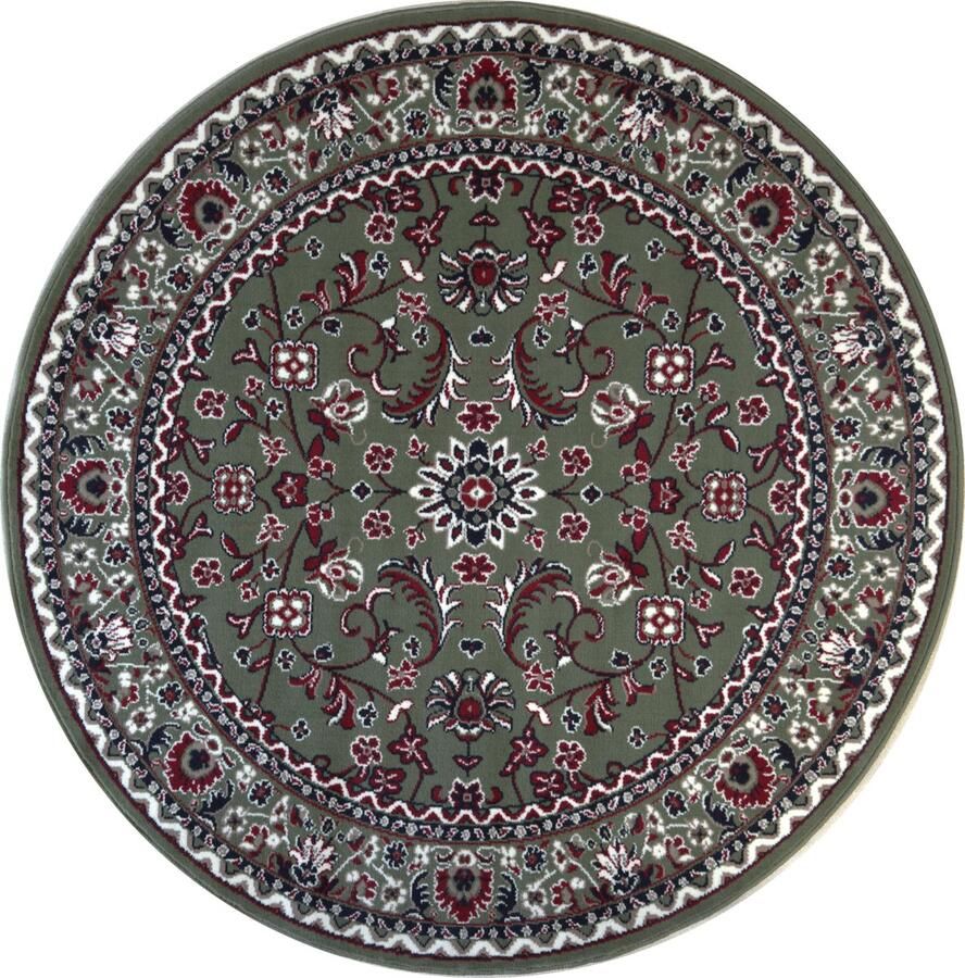 Muratap Nain Klassiek Rond Laagpolig Oosters Vloerkleed Vintage Tapijt Groen- 200 CM ROND