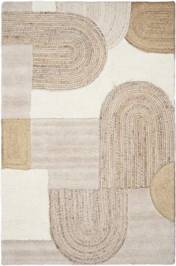 Muratap Outlet Jaipur Japandi Design Vloerkleed 50% Jute 50% Wol Creme Beige- 160x230 CM