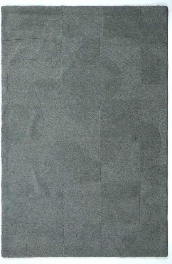 Muratap Outlet Japandi Design 100% Wol Vloerkleed Effen Grijs- 190x290 CM