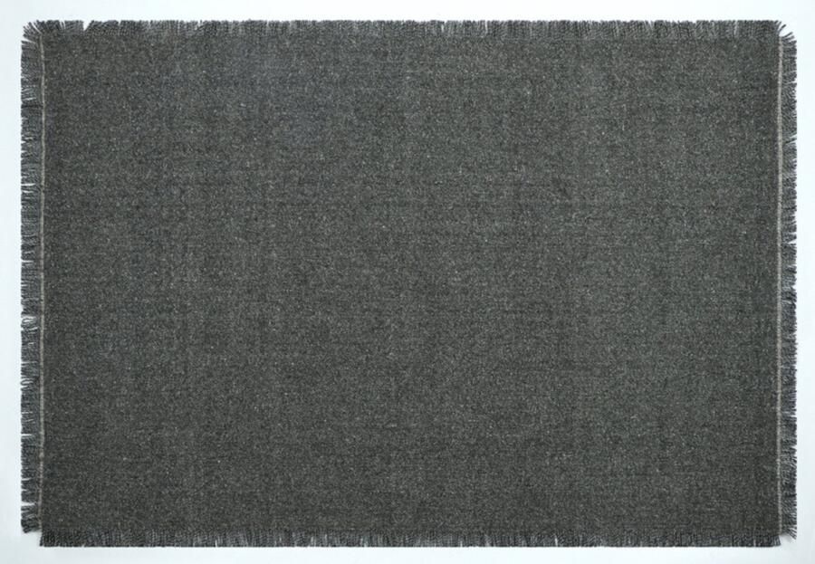 Muratap Outlet Vloerkleed Flocus 100% Wol Effen Antraciet Platgeweven Modern- 160x230 CM
