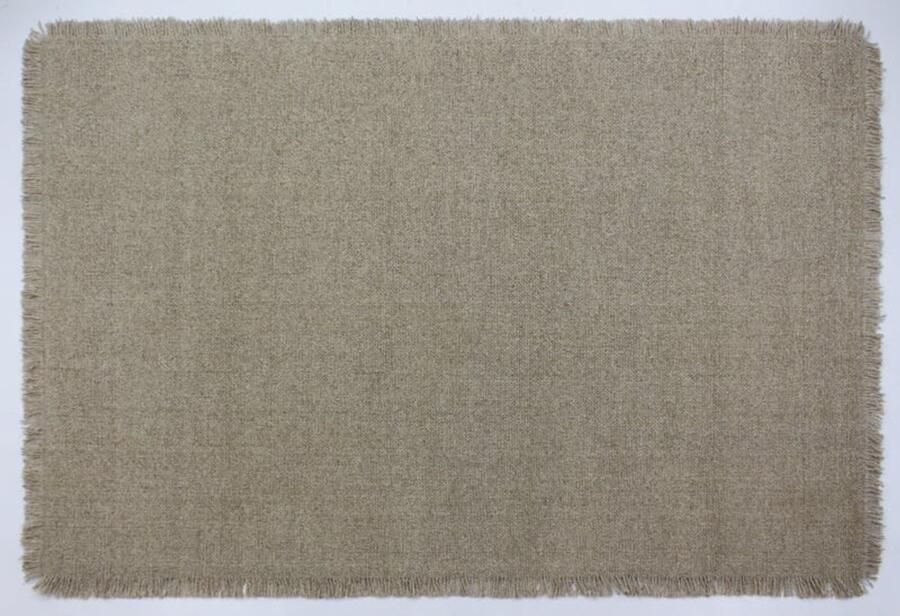 Muratap Outlet Vloerkleed Flocus 100% Wol Effen Beige Platgeweven Modern- 160x230 CM