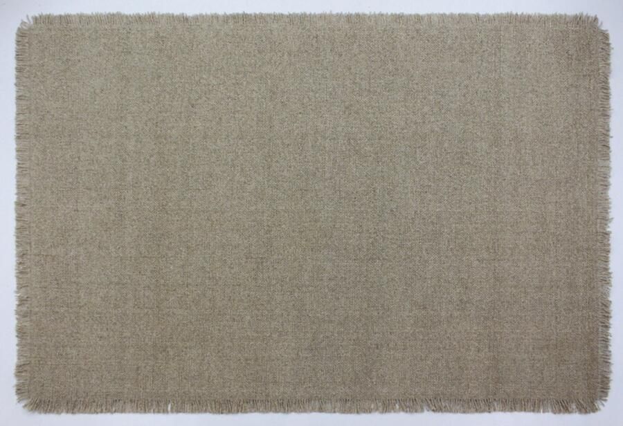 Muratap Outlet Vloerkleed Flocus 100% Wol Effen Beige Platgeweven Modern- 190x290 CM