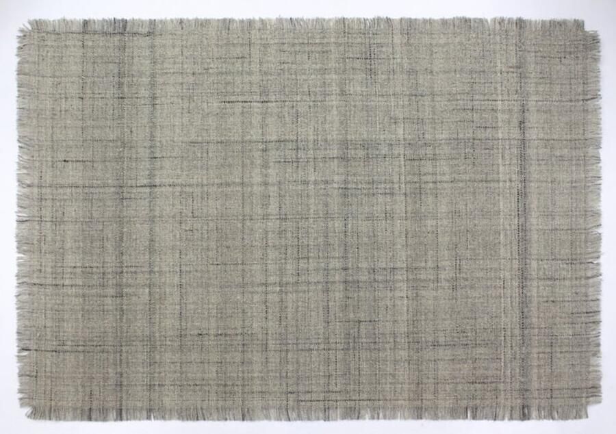 Muratap Outlet Vloerkleed Flocus 100% Wol Effen Grijs Platgeweven Modern- 190x290 CM