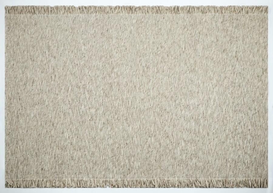 Muratap Outlet Vloerkleed Smyrna 100% Wol Effen Beige Platgeweven Modern- 160x230 CM