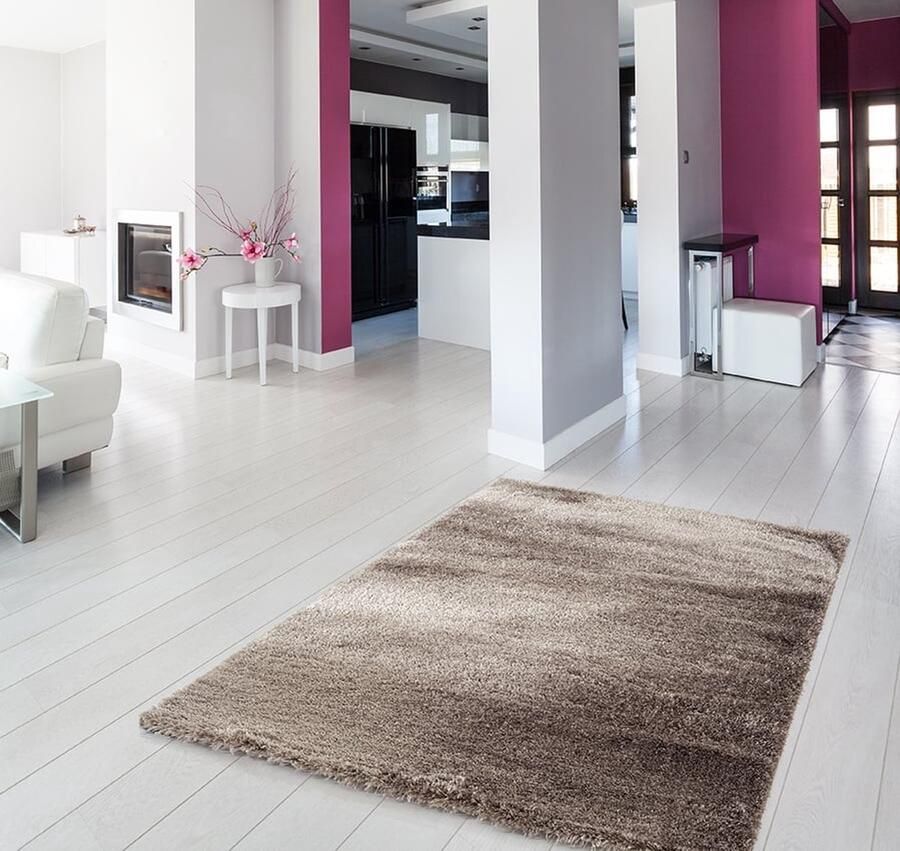 Muratap Tapijtenloods Pearl Soft Shaggy Vloerkleed Taupe 60x110 CM Hoogpolig Tapijt Superzacht Effen - Foto 2